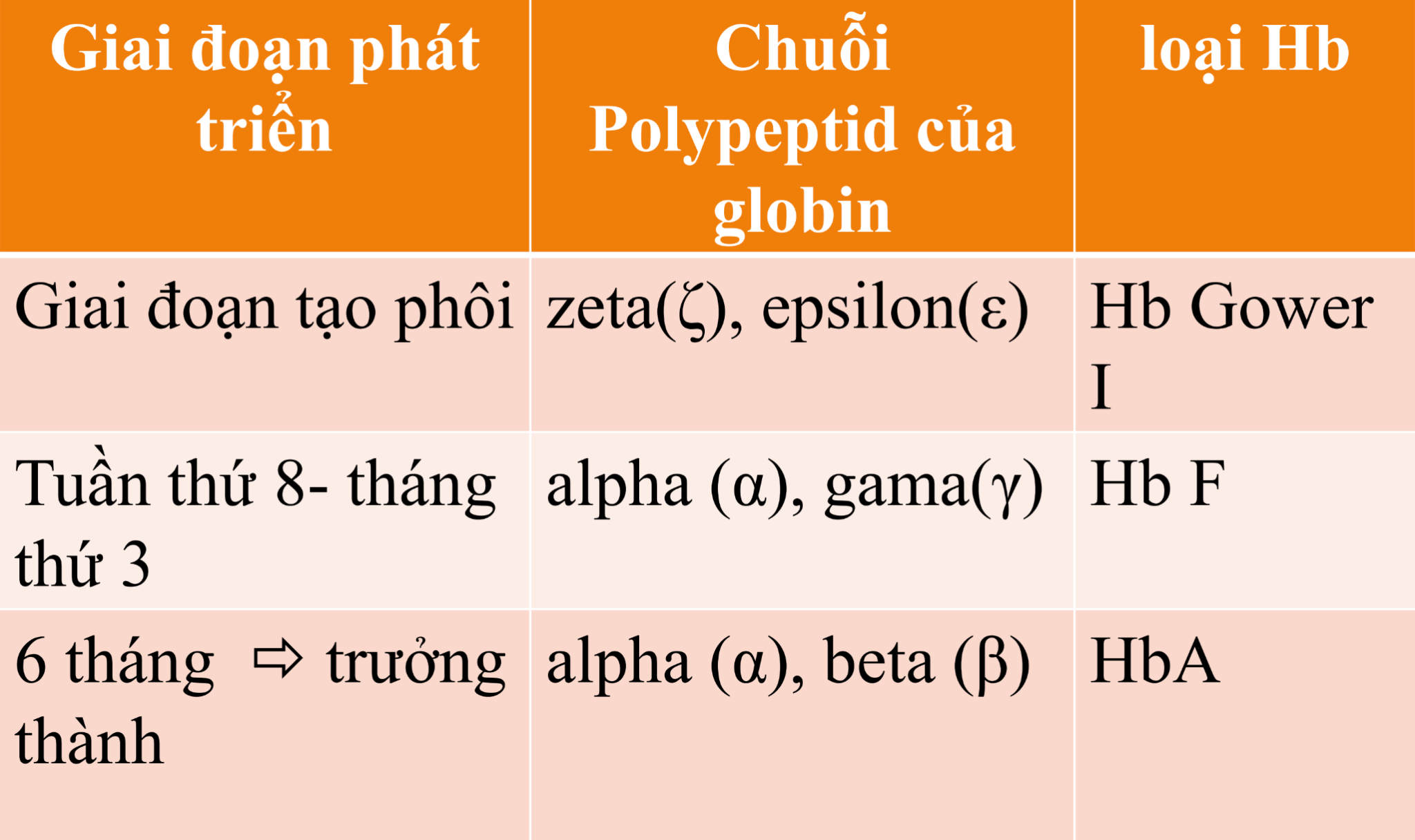 <p><strong>Hemoglobin F (HbF) có thành phần chuỗi polypeptide nào sau đây?</strong></p><p>A. alpha và beta </p><p>B. alpha và gamma </p><p>C. zeta và epsilon </p><p>D. alpha và delta </p>