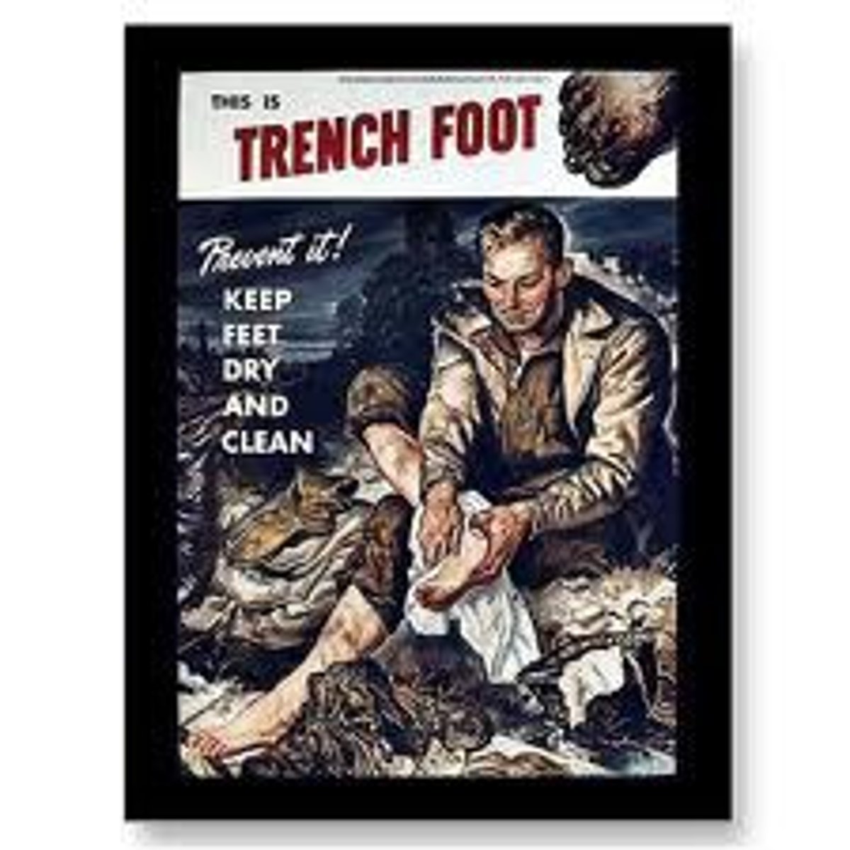 <p>Foot rot caused by long periods of time in wet boots</p>