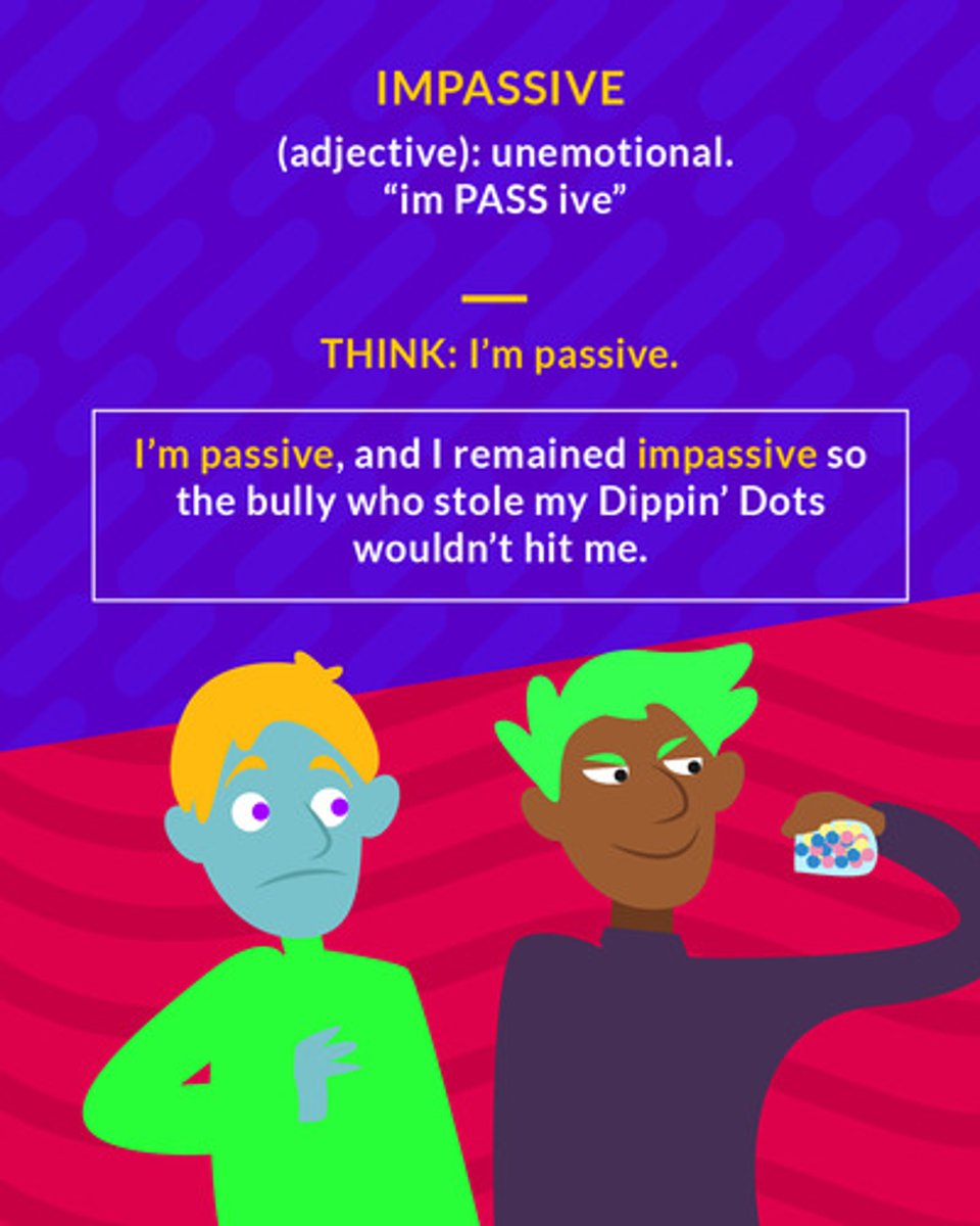 <p>(adj.) showing no feeling or emotion; inanimate; motionless</p><p>(adj.) unemotional</p>