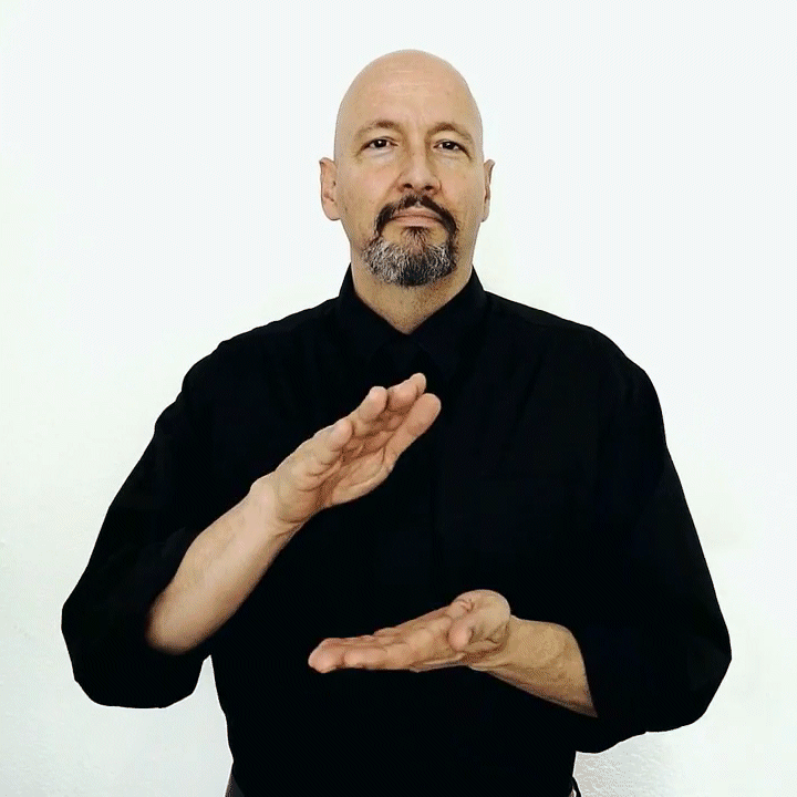 <p><strong>Handshape</strong><span style="font-size: medium">:&nbsp; loose "flat" hands. (Or even "5" hands, but the fingers are not widely splayed.)</span><br><strong>Location</strong><span style="font-size: medium">:&nbsp;In the neutral signing space in front of the body</span><br><strong>Orientation</strong><span style="font-size: medium">:&nbsp;Dominant hand faces down.&nbsp; Non-dominant hand faces up.</span><br><strong>Movement</strong><span style="font-size: medium">:&nbsp;&nbsp;"Clap" the hands together twice.&nbsp;</span></p>