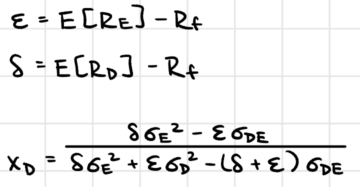 <p>maximize Sharpe ratio s.t. we are on the efficient frontier</p>