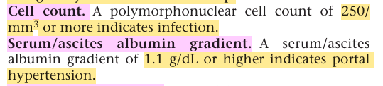<p>It may be yellow in cirrhosis, cloudy in infection, brown in hyperbilirubinemia, or bloody in malignancy or after a traumatic tap.</p>