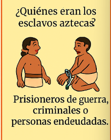 <p>Nobles (controlaban el gobierno, la religión dado el carácter teocrático de la sociedad mexica), Plebeyos (artesanos,comerciantes,c) y Esclavos (Prisioneros de guerra, criminales o personas endeudadas)</p>