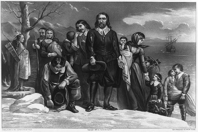 <p>English settlers who founded Plymouth Colony in 1620, seeking religious freedom. </p>