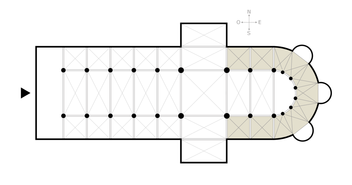<p><span>Overdekte wandelgang rondom het koor</span></p>