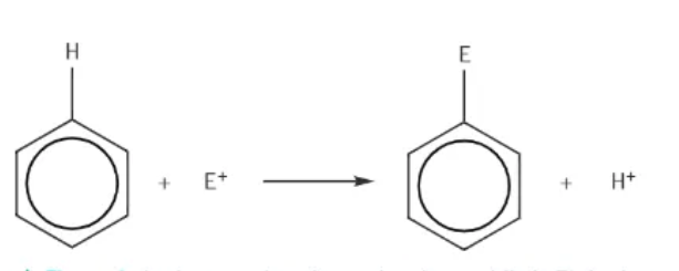 <p>a hydrogen is substituted out of benzene: </p>