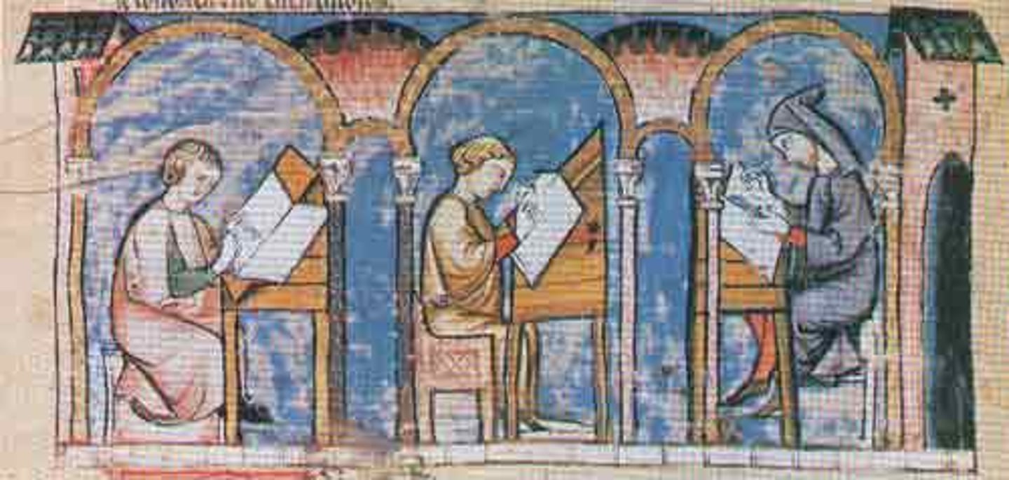 <p>A room in a monastery for writing or copying manuscripts</p>
