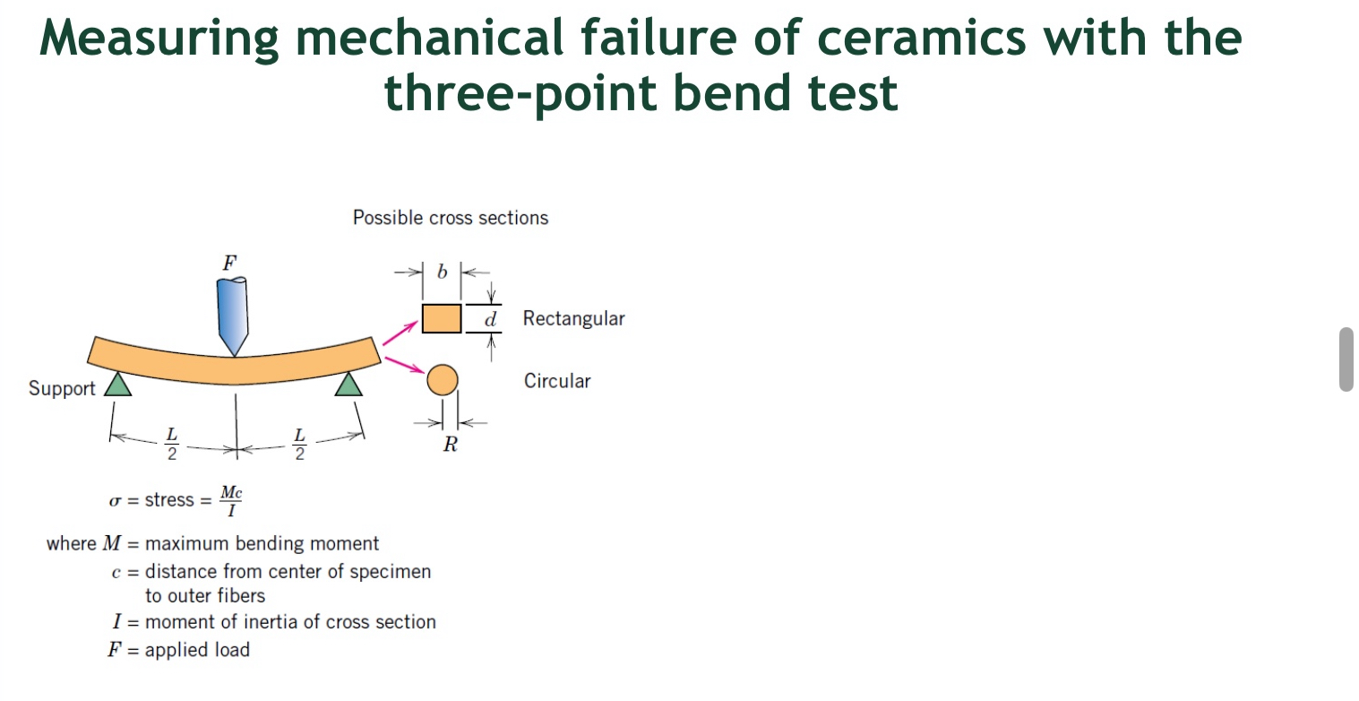 <p>Used for measuring mechanical failure in ceramics</p><p></p>