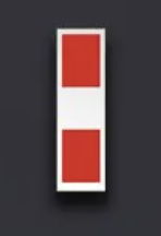 <p>Collar Device: Single bar device with red background and one silver break</p>