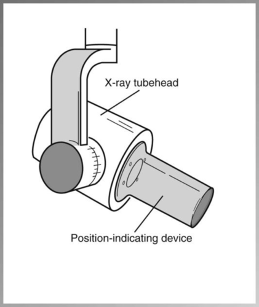 <p>guides the direction of the x-ray beam</p>