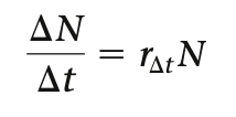 Change in population size per capital (per individual): rΔt 
●  R can be substituted as rΔtN, where rΔt = contribution that an ______ member of the population makes to the number of individuals added to or subtracted from the population during the time interval Δt:
