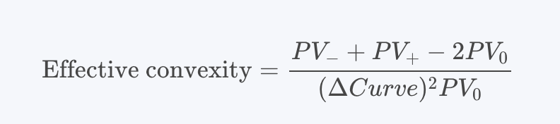 <p>Used for <strong>bonds with options (EFFECTIVE = OPTIONS)</strong></p><p>measures 2nd order (curvature) changes in price due to change in yield curve</p><p></p>