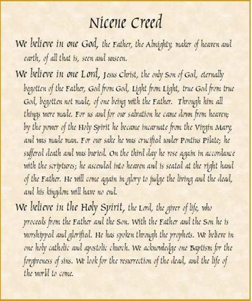 <p>- Gospel of Luke and John.<br>- The Nicene Creed.<br>- Catholic Catholicism.<br>- Eucharistic Prayer.</p>