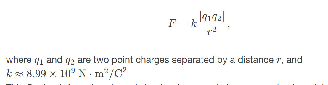 <p><span><span>the mathematical equation calculating the electrostatic force vector between two charged particles</span></span></p>