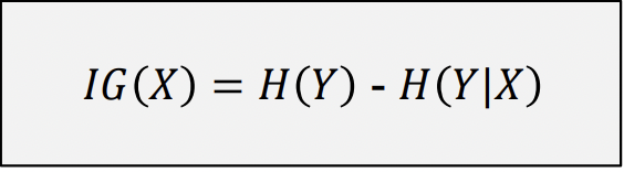 <p>Informally, IG measures how good an attribute is for splitting heterogeneous group into homogeneous groups. Larger information gain corresponds to less uncertainty about 𝑌 given X</p>