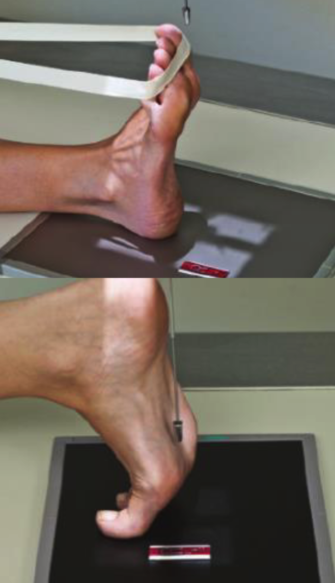 <ul><li><p>Foot dorsiflexed.</p></li><li><p>Patient prone with toes flexed on IR.</p></li><li><p>OR patient supine and have aids to hold toes back/keep them flexed.</p></li></ul><p></p>