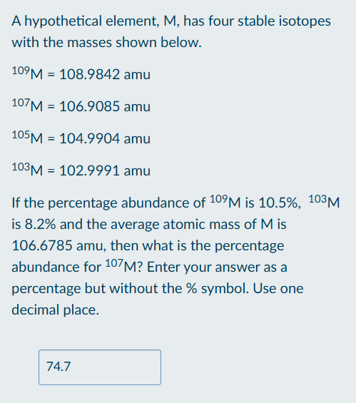 <p>How to find unknown percent abundance</p>