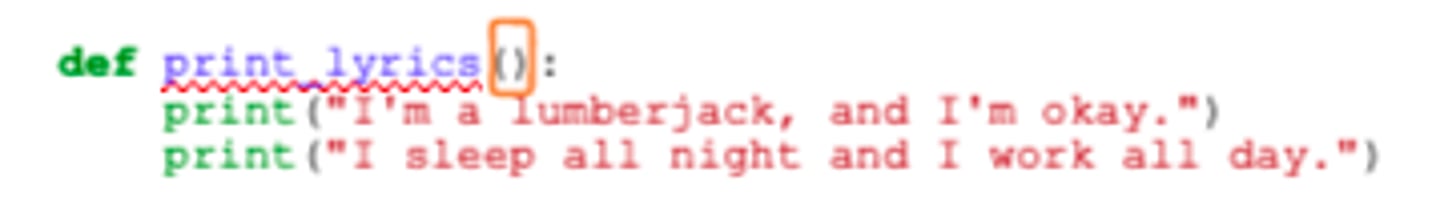<p>def function name (parameter list) -&gt; return type:</p><p>docstring</p><p>what you function does</p>