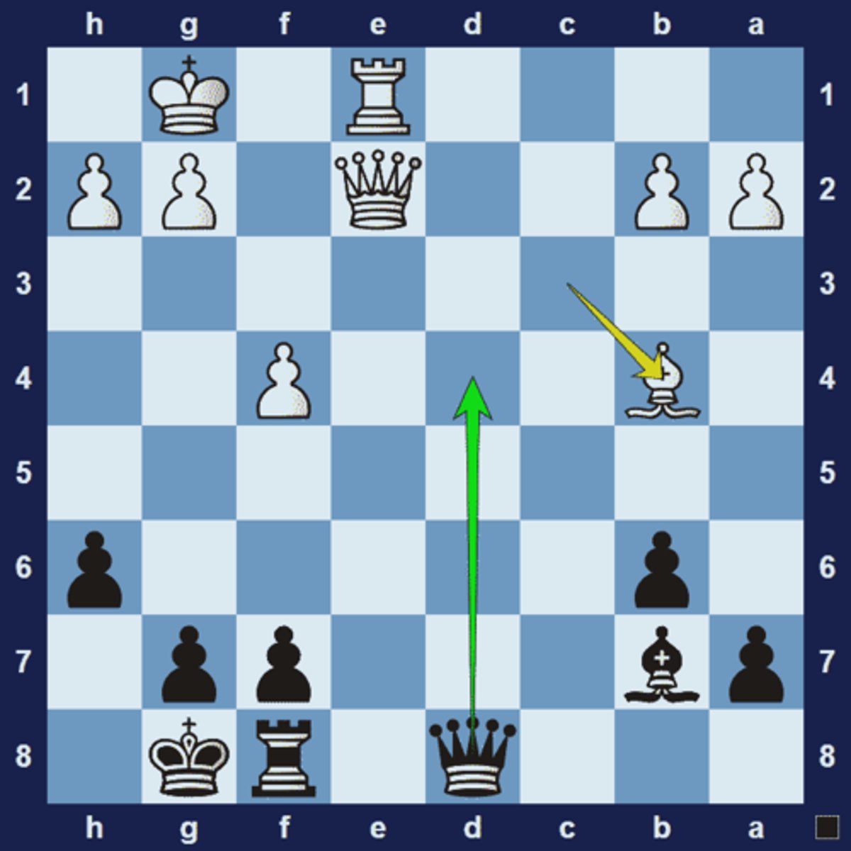 <p>White just played 1.Bb4, threatening to capture the rook on f1. Instead of moving the rook, black finds a counter-threat, 1... Qd4+, followed by Qxb4.</p>