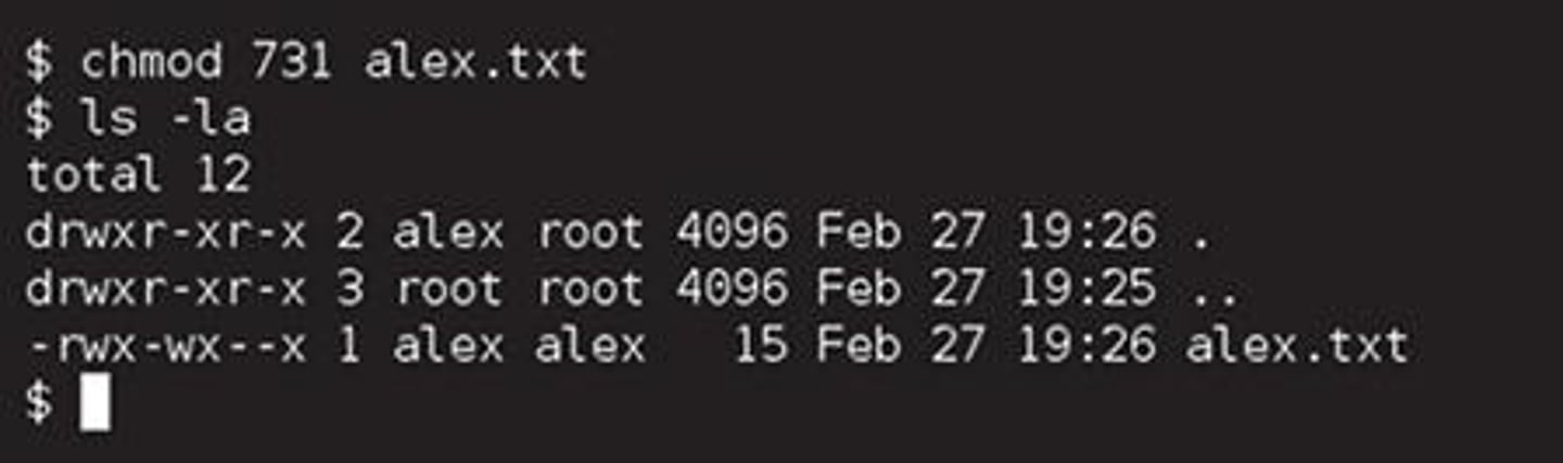 <p>Discretionary access control (DAC). The Linux filesystem allows the owners of objects to determine the access rights that subjects have to them. This means that it is a discretionary access control. If the system enforced a role-based access control, Alex wouldn't set the controls; they would be set based on the roles assigned to each subject. A rule-based access control system would apply rules throughout the system, and a mandatory access control system uses classification labels.</p>