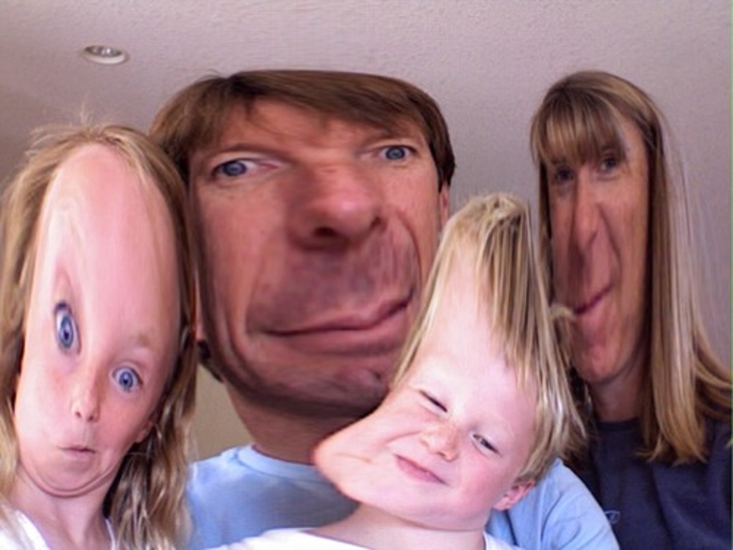 <p>twisted out of shape</p>