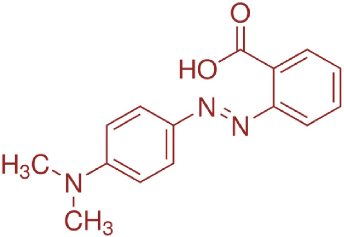 <p>Correct answer: Red azo dye color</p>