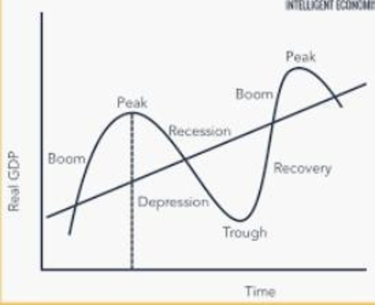 <p>Fluctuations in economic growth and contraction.</p>