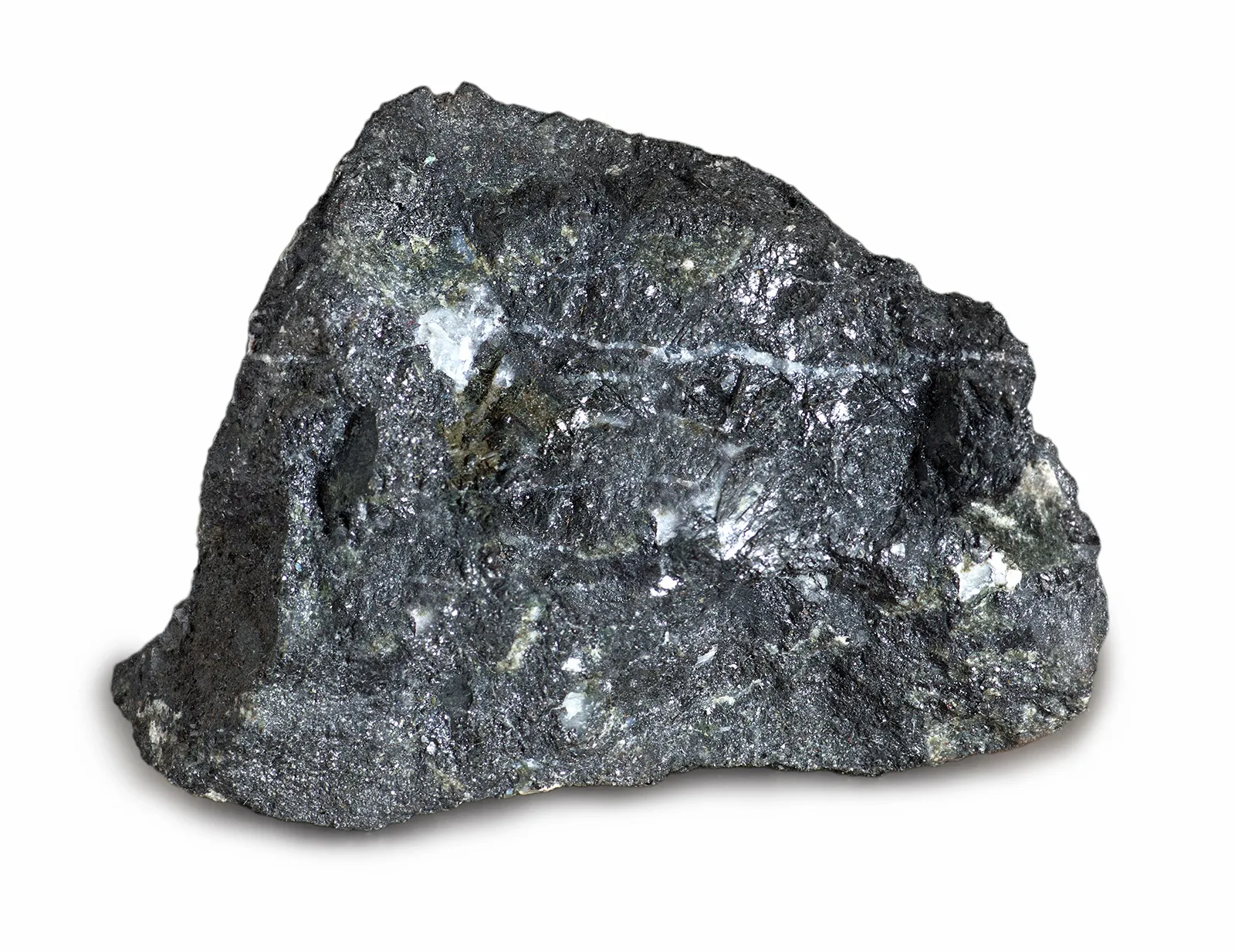 <p>black-brown, metallic luster, magnetic, 5-6 hardness</p>