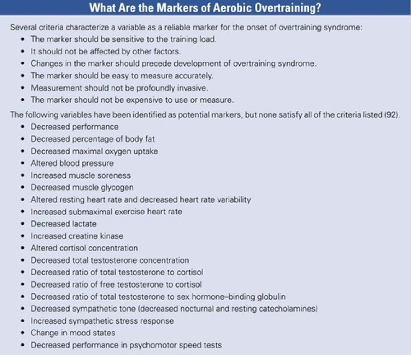 <p>It can lead to decreased body fat loss, increased muscle soreness, and reduced VO2max.</p>