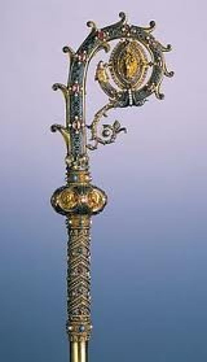 <p>used by bishop</p><p>shepherd symbol for watching over the flocks</p>