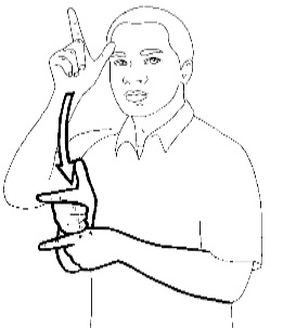 <p>With your hands signing &quot;L,&quot; touch your forehead with your thumb and bring it down on top of your other hand in front of your lower chest</p>