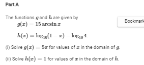 <p>A(i) Solve g(x) = 5pi for values of x in the domain of g.</p>