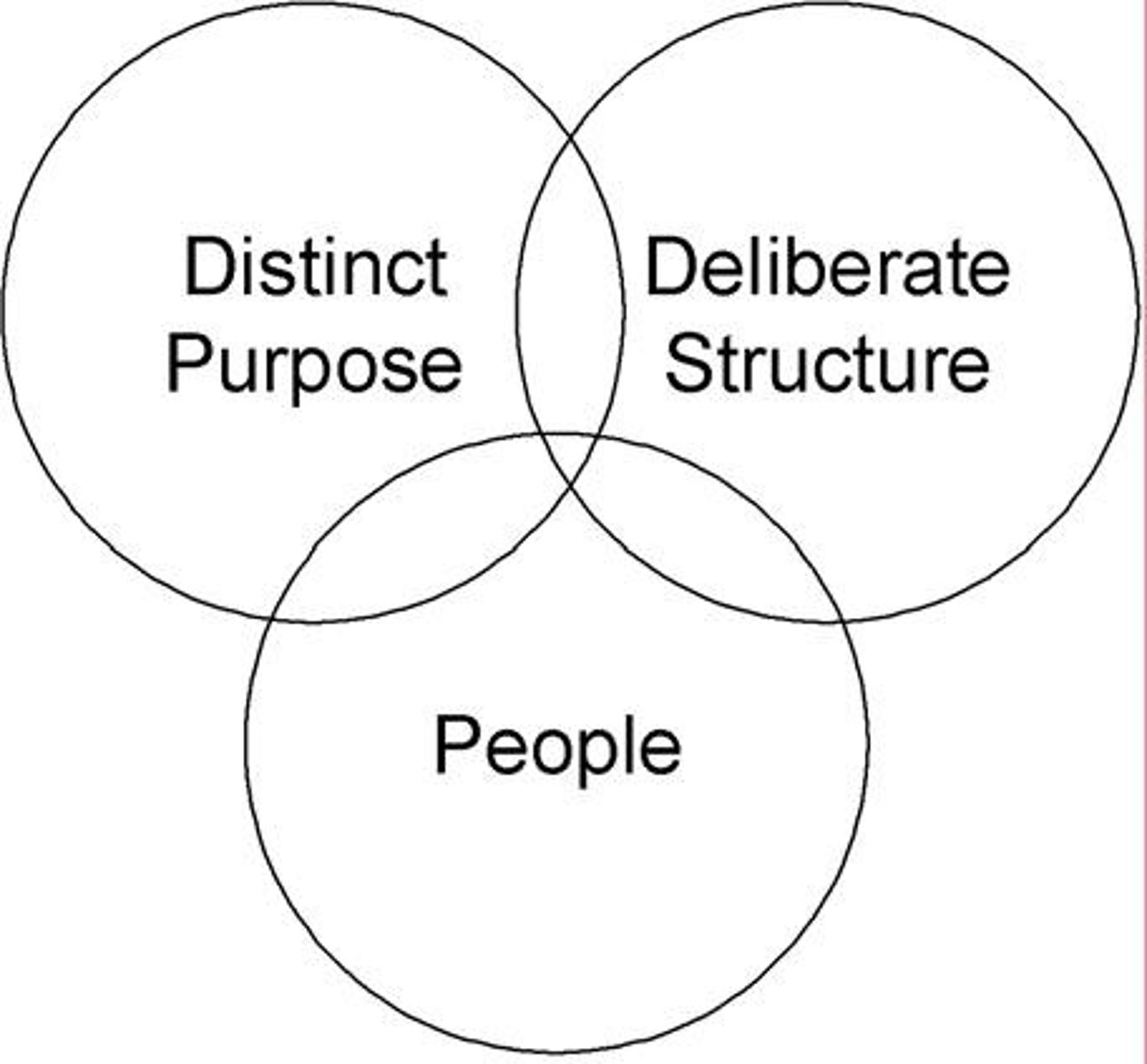 <p>A distinct purpose, people, and a deliberate structure.</p>