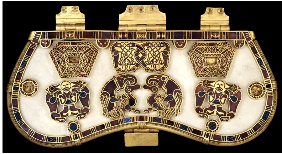 <p>Which of the following terms describes the technique used to make the Sutton Hoo Purse Cover?</p><ul><li><p>mosaic</p></li><li><p>treasure binding</p></li><li><p>codex</p></li><li><p>cloissone enamel</p></li></ul><p></p>