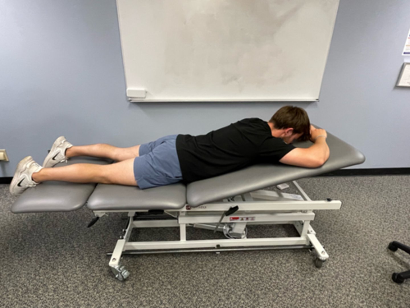 <p>extension bias</p><p>progress toward extension</p><p>particularly after prolonged flexion or first thing in the morning, the patient may need time in prone before attempting extension in lying (EIL)</p><p>-&gt; prone -&gt; prone on elbows /pillows under chest -&gt; plinth raised --&gt; this is recommended progression for Pt presenting with back dominant pain, presenting "stuck" bent forward in flexion</p>
