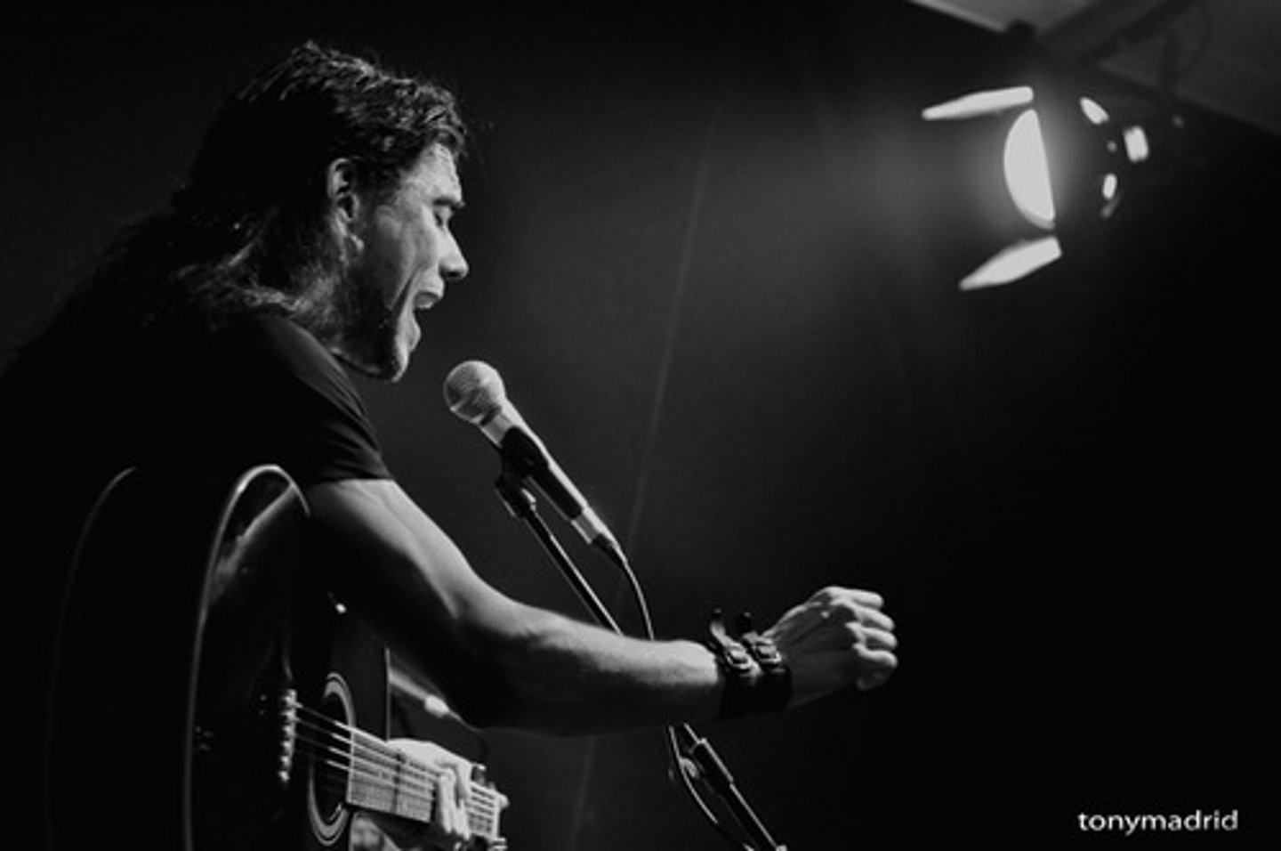 <p>in the center of the photo there is a singer expressing emotion with her voice</p>