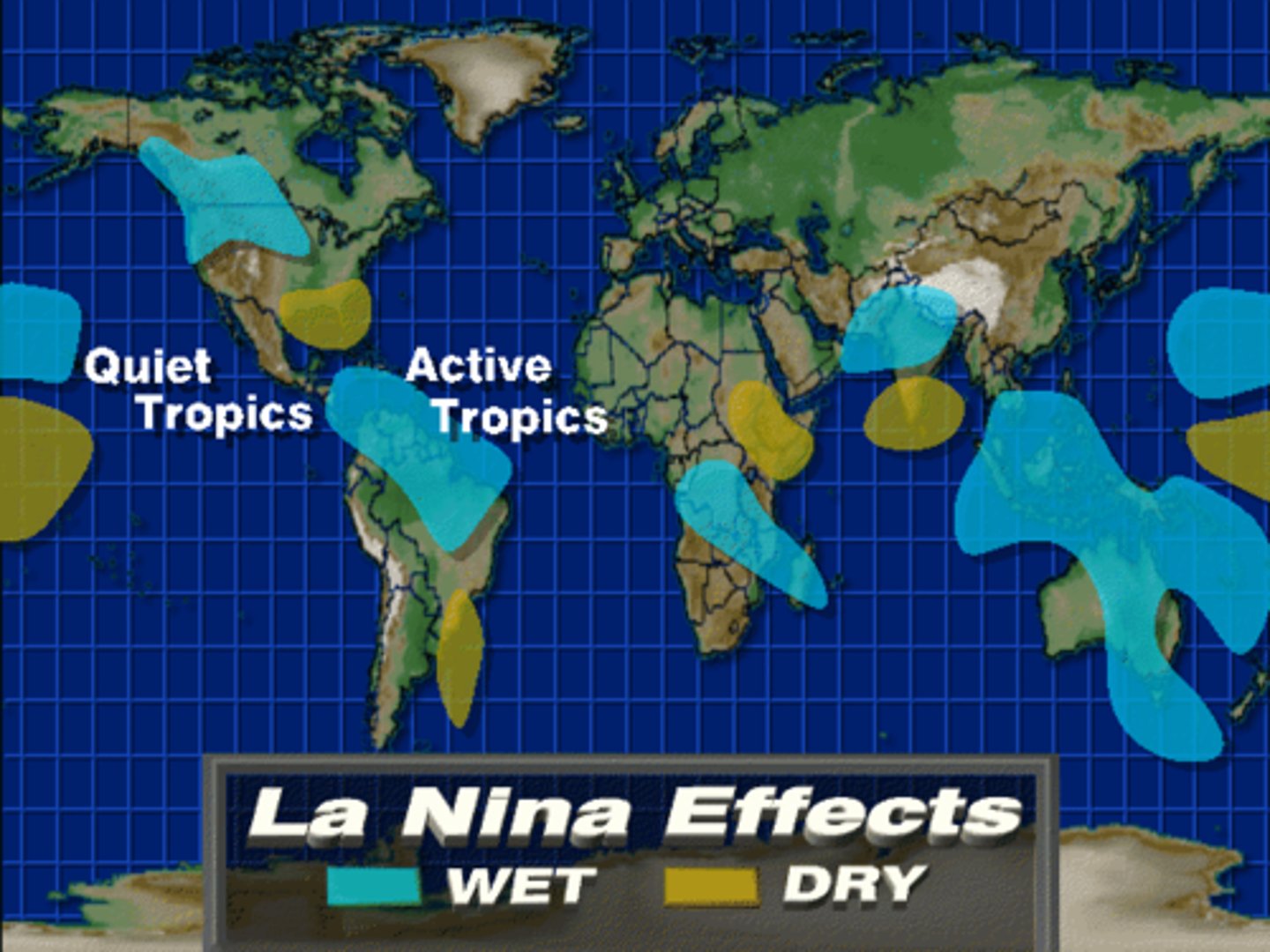 <p>a change in the eastern Pacific Ocean in which the surface water temperature becomes unusually cool</p>