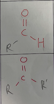 <p>Class 1: Aldehyde<br>Example: Methanal</p><p><br>Class 2: Ketone<br>Example: Propane (CH3COCH3)</p>