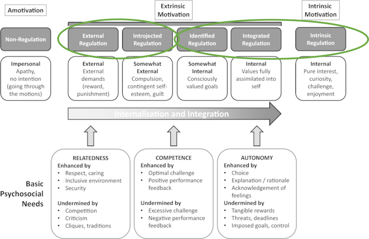 <ul><li><p><strong>Quality of motivation</strong>: what kind of motivation drives behaviour</p></li><li><p><strong>Amotivation</strong>: you do not know why you should engage in health behaviour</p></li><li><p><strong>Autonomous</strong>: values that you have</p></li></ul><p>Understands <strong>content</strong> of motivation </p>