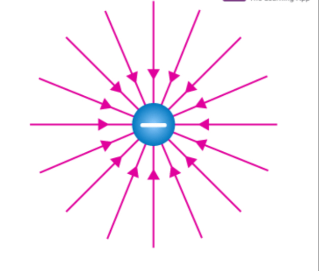 <p>Electric field lines point inwards to signify that positive test charges attracted to -Q</p>