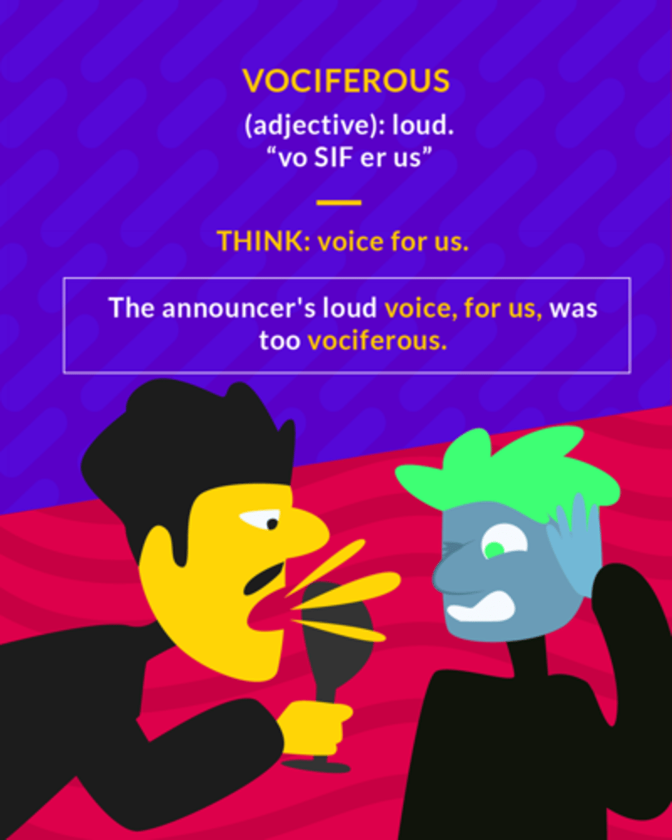 <p>loud and noisy; compelling attention</p>