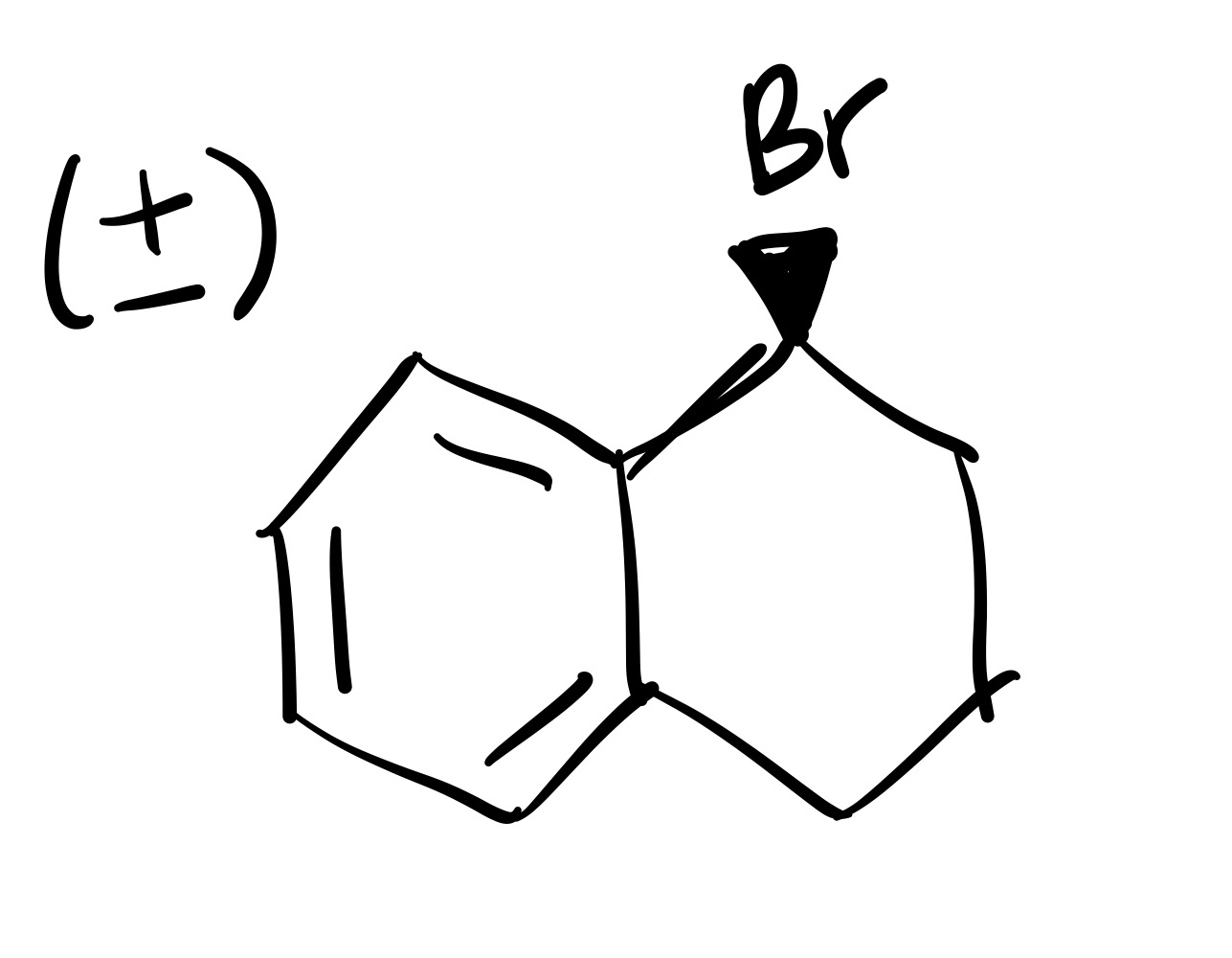 <p>(1) Br is added to the cyclohexane (can be wedge or dash). Add plus minus sign </p>