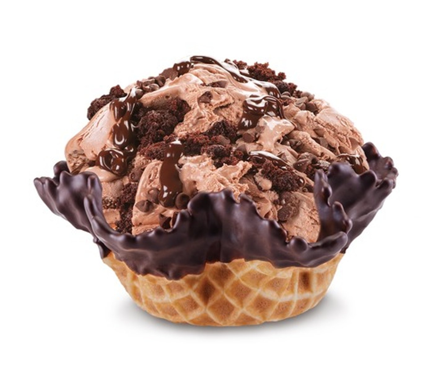 <p>Chocolate Ice Cream, Chocolate Chips,</p><p>Brownie, Fudge</p>