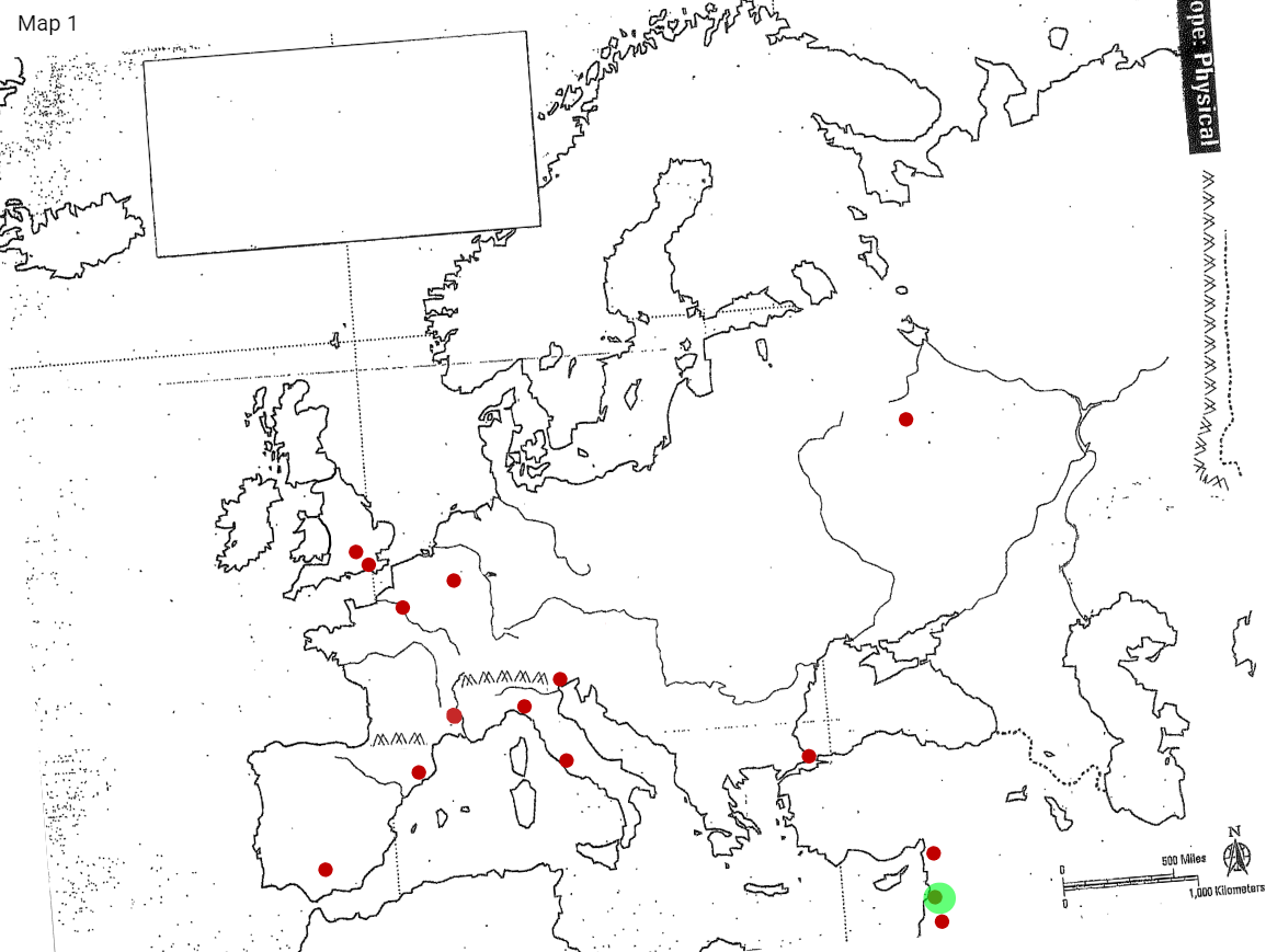 <p>the middle of the 3 bottom right cities</p>