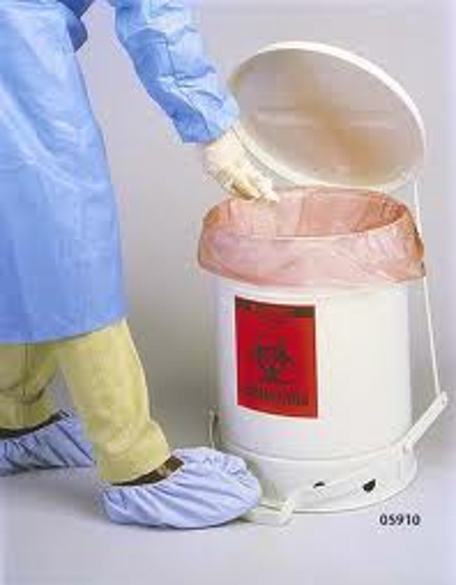 <p>C. CORRECT. The medical assistant should label chemicals with their names and any applicable data before disposal. Biohazard waste disposal companies need this information to dispose of the chemicals safely.</p><p>A. The medical assistant should discard biomedical waste in leak-proof containers that are labeled with the biohazard symbol.</p><p>B. A trained, OSHA-certified company should be contacted for biomedical waste collection.</p><p>D. The medical assistant should place used syringes in a puncture-proof sharps container.</p>