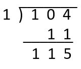 <p>1 | 1 0 4 (opposite of constant in the divisor divided into coefficients in order in the dividend)</p><p>bring down 1.</p><p>1 * 1 = 1, 0 + 1 = 1</p><p>1 * 1 = 1, 4 + 1 = 5</p><p>ans 1 1 5</p><p>dividend is 2nd degree; ans is 1st degree</p><p><em>x</em> + 1 R5</p>