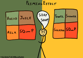 <p><strong><u>Introduction to sensation and perception (Mod 16)</u></strong></p><p>Idea that exposure to one stimulus may influence a response to a subsequent stimulus, without guidance or intention.</p>