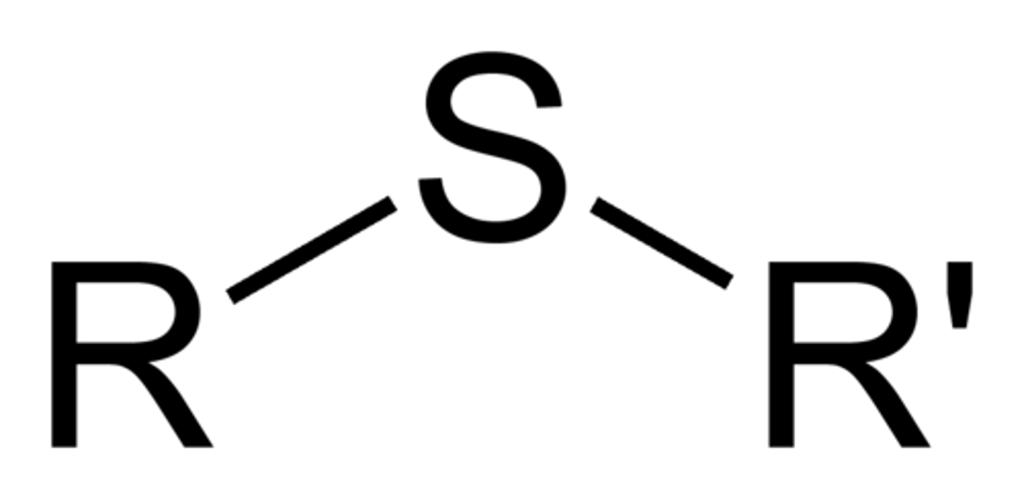 <p>S between two R groups</p>