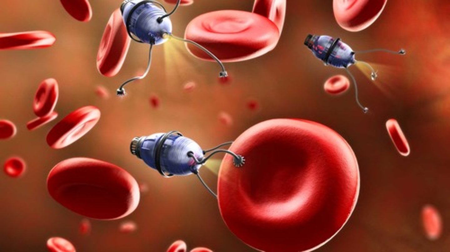 <p>robots built to operate at the nanoscale, currently in the conceptual state but may be a reality in the coming decades</p>