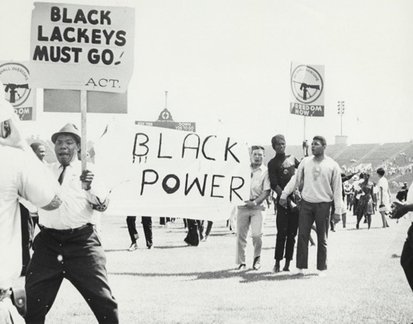 <p>Influenced by Malcolm X, Stokely Carmichael &amp; more militant SNCC. Black Panthers: Huey Newton, Bobby Seale, Eldridge Cleaver.</p>